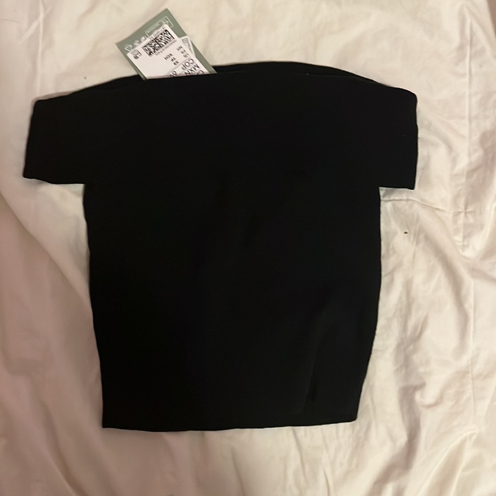 preppy off the shoulder black H&M top